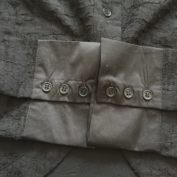 Blue Blush Print Long Sleeve Knit Button-Up Shirt Size Medium - Picture 8 of 10